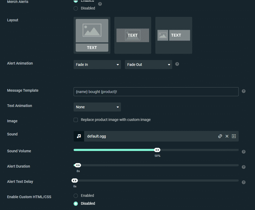 streamlab Alertbox settings